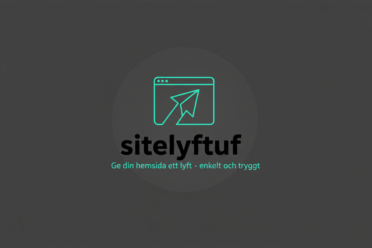 Gör en logga för ett företag som heter sitelyftuf som fixar hemidor med slogan Ge din hemsida ett lyft - enkelt och tryggt. gör den svart och cyan grön typ